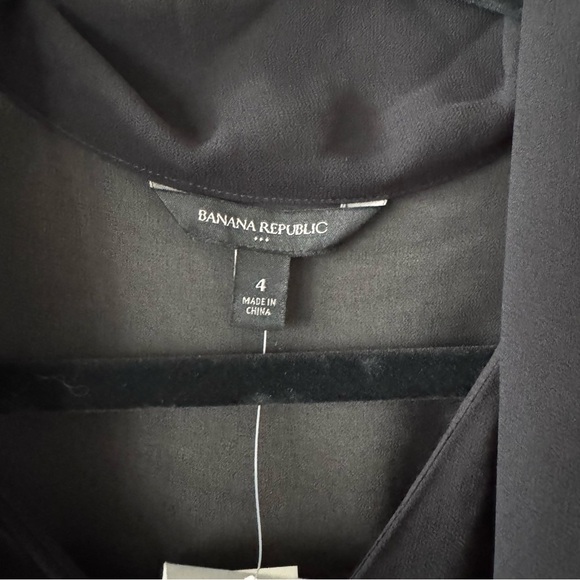 NWT! Banana Republic Elegant Black Chiffon Dress with Neck Tie and Pleated Skirt - Picture 5 of 6